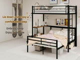 Sturdy Metal Bunk Bed with Wooden Desk Space-Saving Design for Bedroom, Home Office, or Dorm W3987P506944