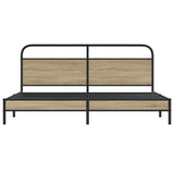 Metal Bed Frame without Mattress Smoked Oak 193x203 cm 3318671