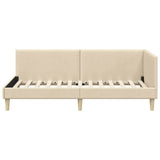 Corner Bed Frame with Headboard Cream 90 cm x 190 cm Velvet 42016187