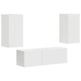 TV Wall Cabinet Set 4 pcs High Gloss White Engineered Wood 3408911