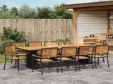 Garden Dining Set 11 pcs Black and Brown Poly Rattan 3365448