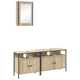 Bathroom Furniture Set with Shelf 3 pcs Brown Engineered wood 3345143