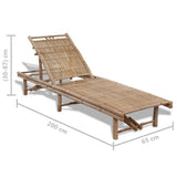 Sun Lounger Natural Bamboo Solid Bamboo 200 x 65 x 41499