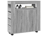 Narrow Bathroom Cabinet with Wheels Grey Sonoma Engineered Wood 855273