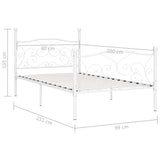 Bed Frame without Mattress with Slatted Base White Metal 90x200 cm 284447