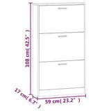Shoe Cabinet Brown Oak 59x17x108 cm Engineered Wood 342533