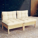 2-Seater Garden Sofa with Cream Cushions Solid Pinewood 3095992