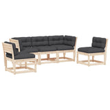 5 Piece Garden Sofa Set with Cushions Solid Wood Pine 3216980
