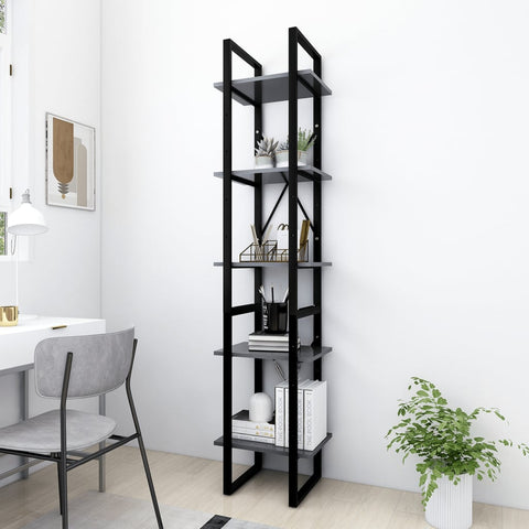 5-Tier Book Cabinet Grey 40x30x175 cm Engineered Wood 3081970