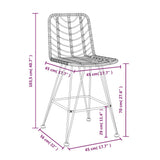 Bar Stool Set of 2 Black PE Rattan and Steel Regular Footrest 319431