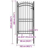 Fence Gate EMMEN with Spikes Steel 103x147 cm Black 146382