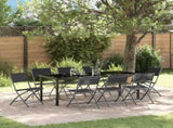 Garden Dining Set Folding 9 pcs Black Powder-Coated Steel 3379379