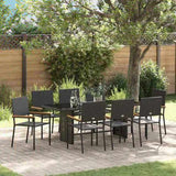 Garden Dining Set 9 pcs Black Poly Rattan 3365427