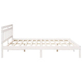 Bed Frame with Headboard White Solid pine wood 872363