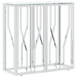 Console Table Silver 70x30x70 cm Stainless Steel and Glass 350035
