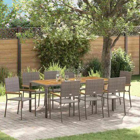 Garden Dining Set 9 pcs Grey Poly Rattan 3365413