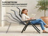 Reclining Garden Chairs Set of 2, 5-Position Folding Sun Loungers with High Back, Retractable T3398P552589