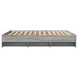 Bed Frame Grey Sonoma Engineered wood, Plywood Double Bed Frame 3295644