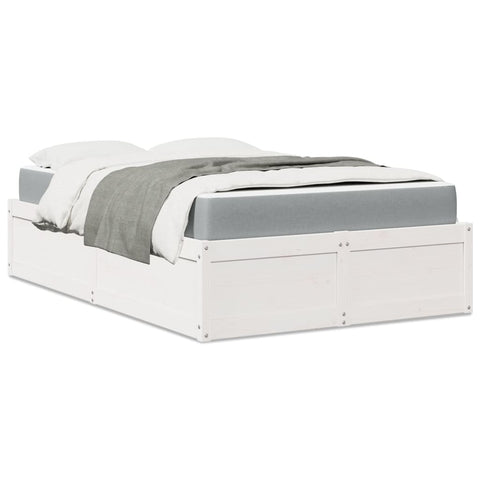Bed with Mattress White 120x190 cm Small Double Solid Wood Pine 3281953
