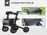 Folding Rollator Walker with Padded Seat, Backrest, Lightweight Walking Frame with Storage Bag, Dual T3398P343467