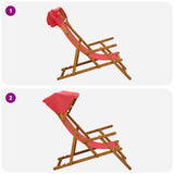 Deck Chair 4 pcs 3 Position Solid Eucalyptus Wood Red 3407796