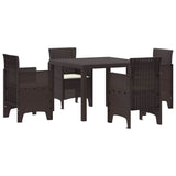 Garden Dining Set 5 pcs Brown Polypropylene 3378541