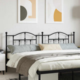 Headboard Black Steel Double Durable Headboard Rectangular 353477