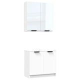 2 Piece Bathroom Cabinet Set White Engineered Wood 3115860