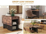 Folding Dining Table, Drop Leaf Table for Small Spaces, Foldable Table with Drawer and Storage T3398P330451