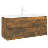 Sink Cabinet with Built-in Basin Smoked Oak Engineered Wood 3152888
