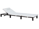 Rattan Sun Lounger, 5-Level Adjustable Garden Lounger Recliner with Cushion and Headrest, Outdoor T3398P320178