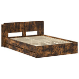 Bed Frame with Storage Smoked Oak 135 x 190 cm Engineered Wood 3433952