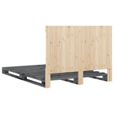 Bed Frame Grey Solid pinewood Double Durable Bed Frame 3281564