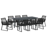 Garden Dining Set 9 pcs Black Poly Rattan 3378821