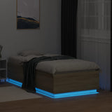 Bed Frame with LED without Mattress Sonoma Oak 75x190 cm Small Single 3209669
