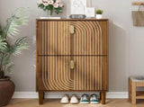 60cm Shoe Storage Cabinet with 2 Flip Drawers,Free standing Shoe Cabinet with Metal Handles for W6296P540650
