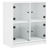 Side Cabinet with Glass Doors White 68x37x75.5 cm 836378