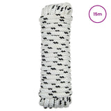 Boat Rope 15 m 2 White and Black Polyester 42029769