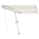 Manual Retractable Awning with LED 350x250 cm Cream 3069522