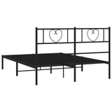 Metal Bed Frame without Mattress with Headboard Black 140x200cm 355464