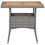 Outdoor Dining Table Grey Poly Rattan and Solid Acacia Wood 46172