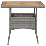 Outdoor Dining Table Grey Poly Rattan and Solid Acacia Wood 46172
