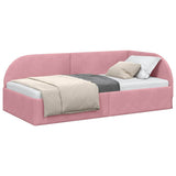 Corner Bed Frame with Headboard Pink 100 x 200 cm Velvet 42016659
