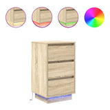 Bedside Cabinet with LED Lights Sonoma Oak 38x34x65 cm 861303
