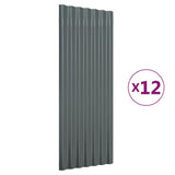 Roof Panels 12 pcs Galvanised Steel Anthracite 100x36 cm 319145