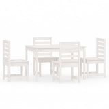 5 Piece Garden Dining Set White Solid Wood Pine 3154684