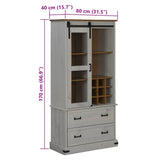 ZNTS Wine Cabinet HALDEN with Wine Racks and Sliding Door White Pine 4018434