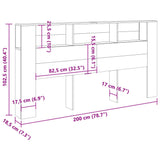 Headboard Cabinet Old Wood 200x18.5x102.5 cm Engineered Wood 856886