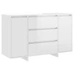 Sideboard with 3 Drawers High Gloss White 120x41x75 cm Engineered Wood 809617