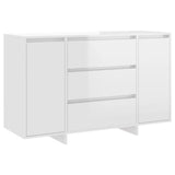 Sideboard with 3 Drawers High Gloss White 120x41x75 cm Engineered Wood 809617